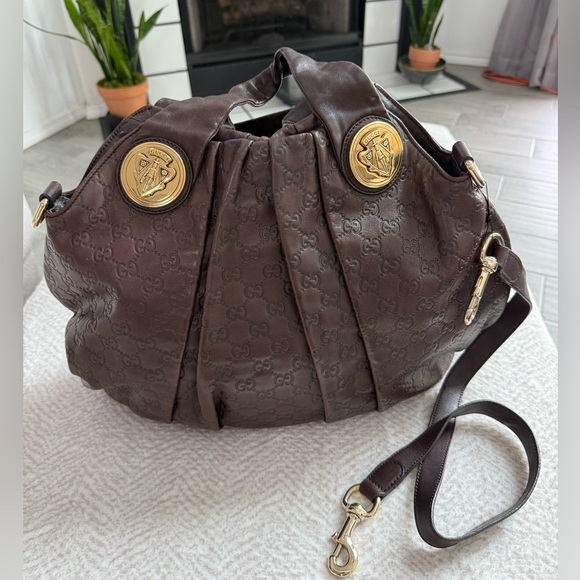 Authentic Gucci GG Signature Medium Hysteria Brown Hobo Leather Bag - Picture 8 of 14